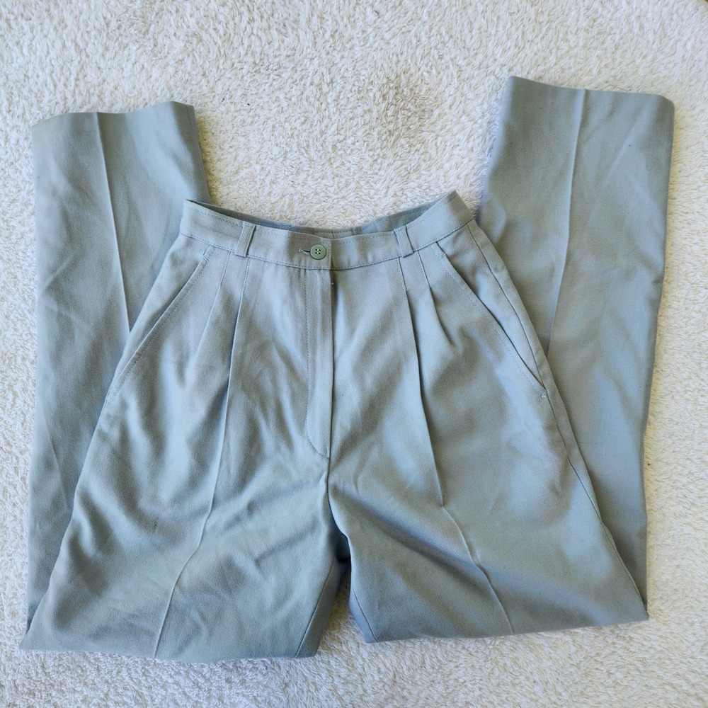 Giorgio Sant Angelo Vintage 100% Wool Pleated High Waist Tapered Pants Blue 6